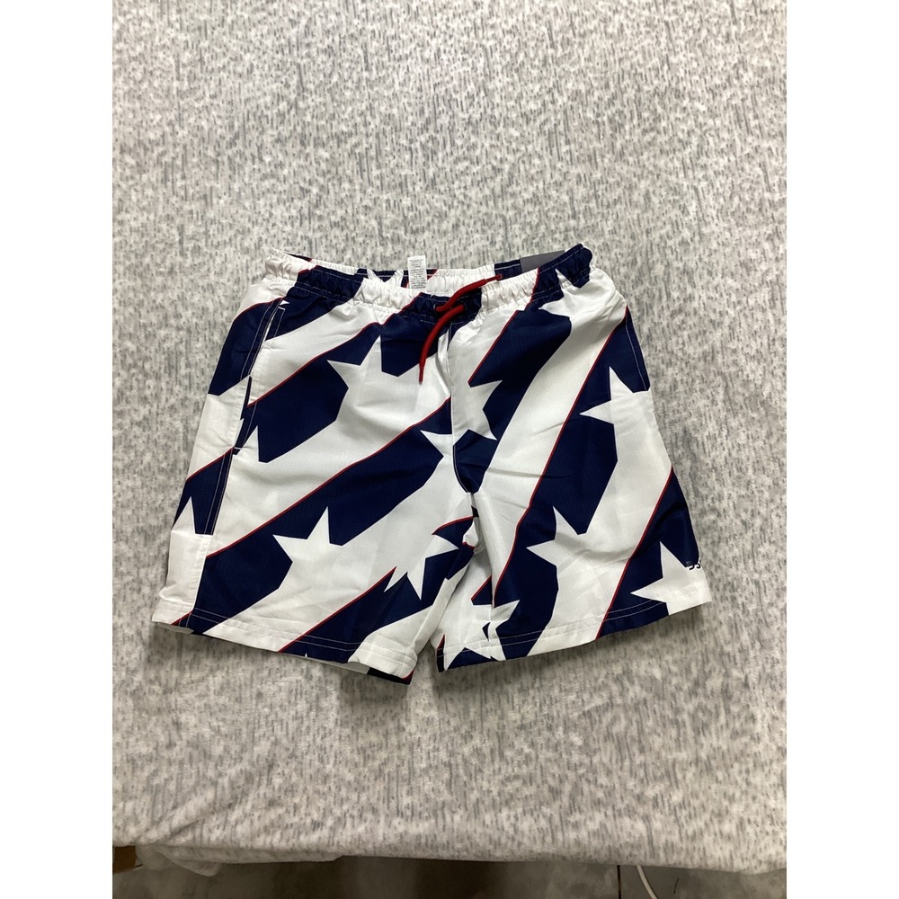 DSG Boys Rec Short White Bold Star Red Blue Athletic Fit L 14-16 DAB14128PRT